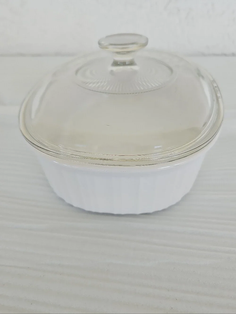 CorningWare French White Casserole Dish Glass Pyrex Lid 1.8 Liter F-12-B USA